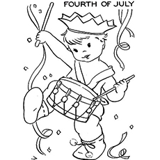 Desenho de Menino tocando bateria em 4 de julho