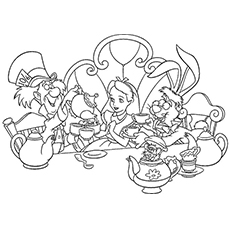 Desenho de Tea Party no paÃ­s das maravilhas para colorir 